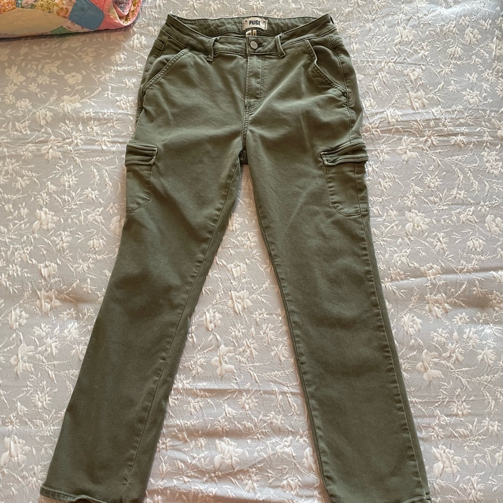 PAIGE Sage Green Trousers cargo style pants 28 - Picture 7 of 8
